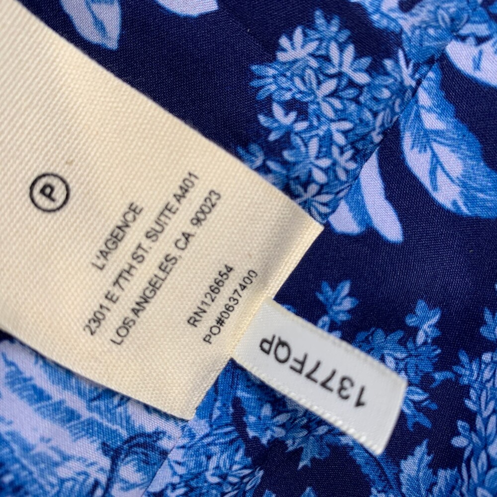 L'AGENCE Navy Tweed Blazer Jacket Women's Size 4 Blue Floral Lining - Picture 10 of 12
